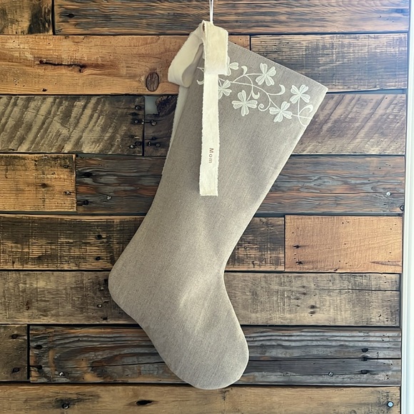 Christmas stocking handmade embroidered linen personalized - Picture 1 of 4